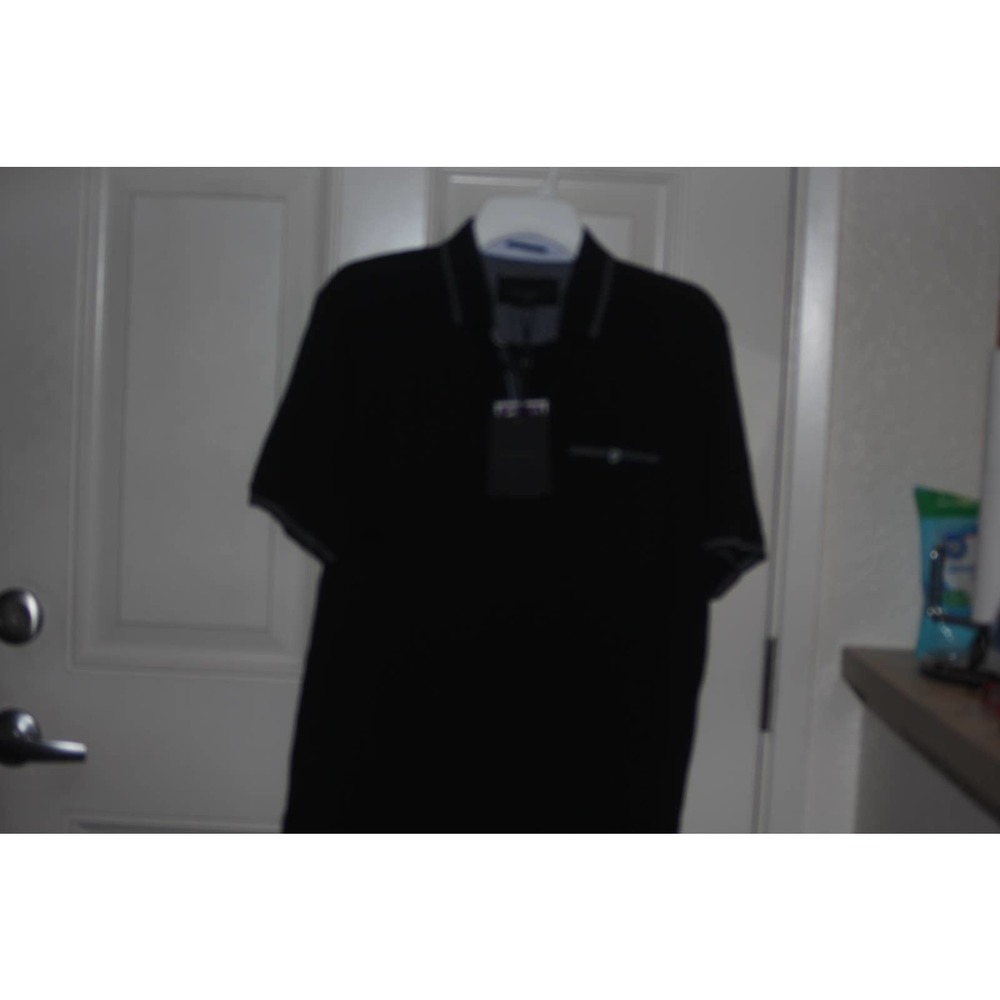 Ted Baker London SS Polo with Birdseye stripe Collar Black size 4